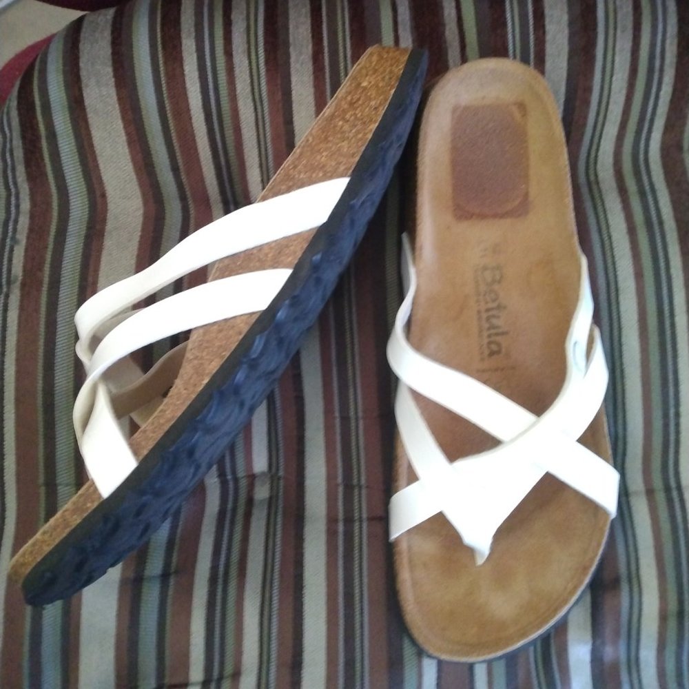 ❤️BIRKENSTOCK BETULA Birko-Flor White Cuts Sandals 40
